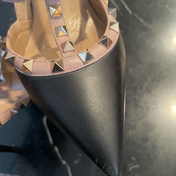 Valentino rockstud  black/tan leather ankle strap pump 100MM/ 40.5 size - Picture 3 of 5